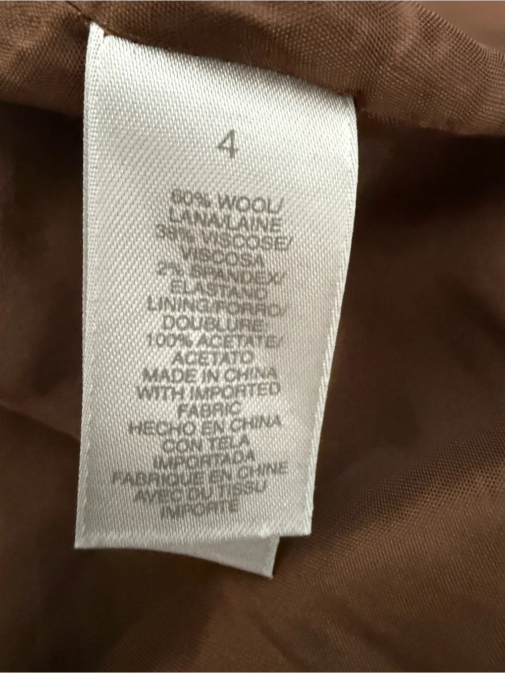 City DKNY Brown Wool Blend Skirt Beaded Waist Career Chic Size 4 Classic - Picture 13 of 13